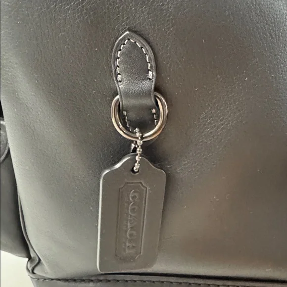 Coach Black Leather Men's Backpack with Front Flap - Picture 4 of 5